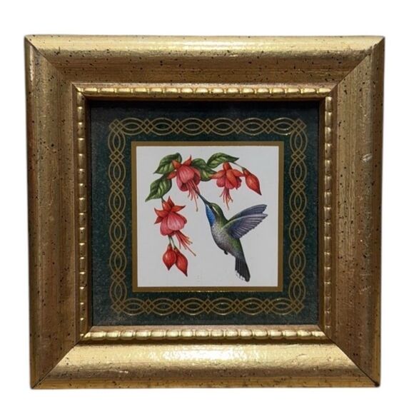 Vintage 1996 Heartfelt Collection Hummingbirds Blue Throat Framed Miniature - Picture 7 of 7